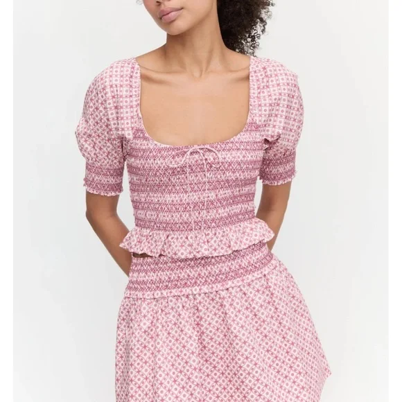 Hill House Rose Lattice Skirt Set, M - Picture 2 of 6